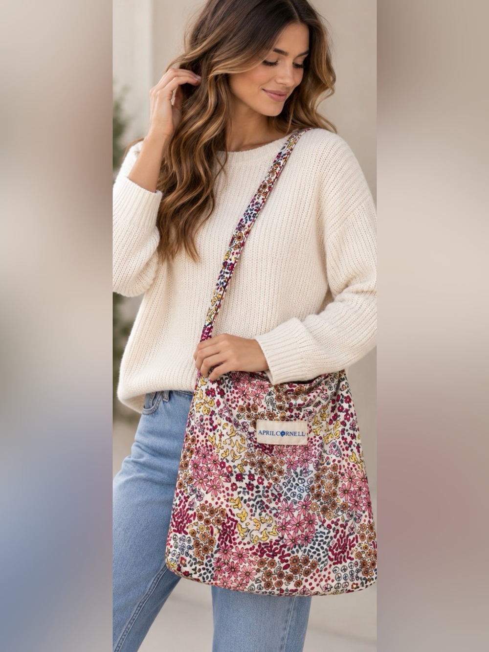 April Cornell Floral Cotton Crossbody Shoulder Bag Boho Cottagecore